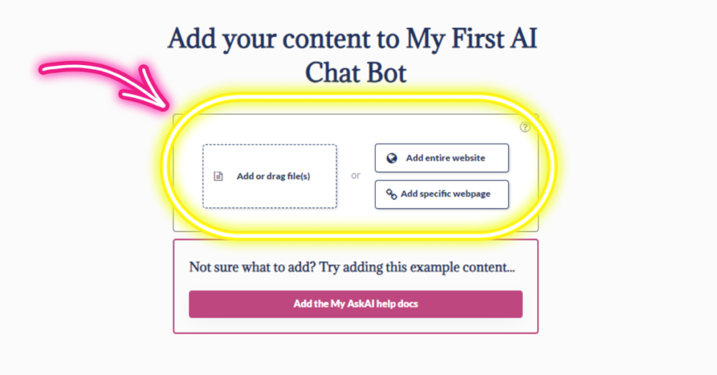 Myask AI Chatbot upload content