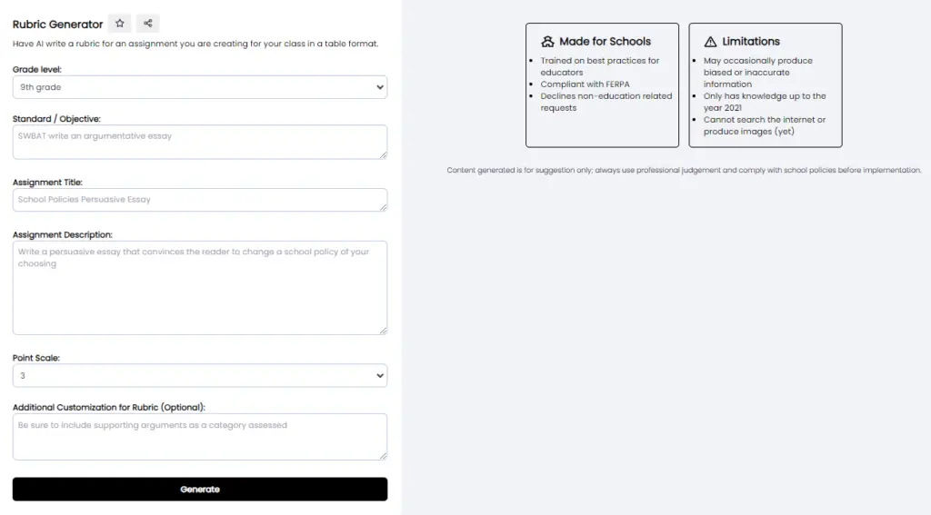 Rubric Generator