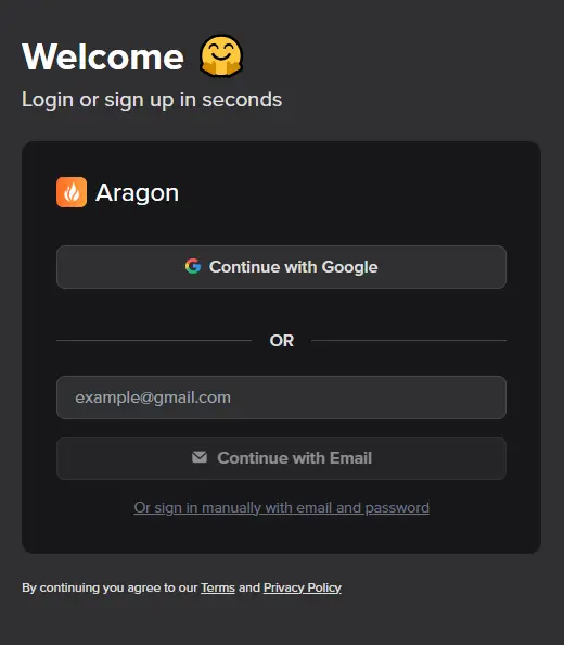 Aragon AI Headshot sign up